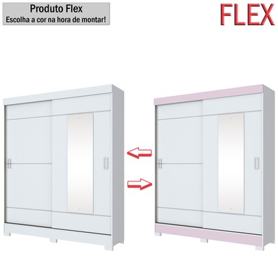 Guarda-Roupa Solteiro Pablo 2 Portas 2 Gavetas Branco/Rosa Chá - Bci Móveis