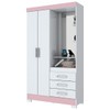 Guarda-Roupa Solteiro Peter 2 Portas 3 Gavetas Flex Branco/Rosa Chá - Bci Móveis