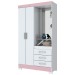 Guarda-Roupa Solteiro Peter 2 Portas 3 Gavetas Flex Branco/Rosa Chá - Bci Móveis