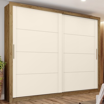 Guarda-Roupa Casal Cairo 2 Portas 4 Gavetas Rústico/Off White - Bci Móveis