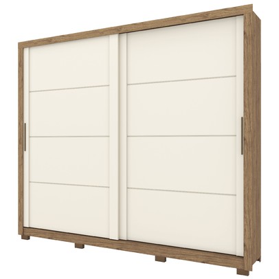 Guarda-Roupa Casal Cairo 2 Portas 4 Gavetas Rústico/Off White - Bci Móveis