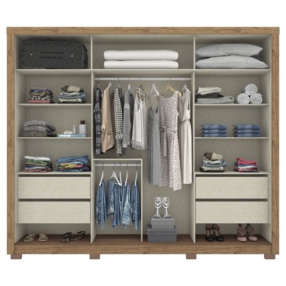 Guarda-Roupa Casal Cairo 2 Portas 4 Gavetas Rústico/Off White - Bci Móveis