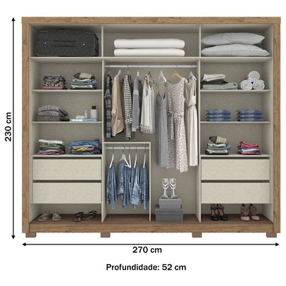 Guarda-Roupa Casal Cairo 2 Portas 4 Gavetas Rústico/Off White - Bci Móveis