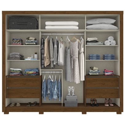 Guarda-Roupa Casal Cairo 2 Portas 4 Gavetas Castanho Hp - Bci Móveis