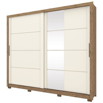 Guarda-Roupa Casal Cairo Plus 2 Portas 4 Gavetas Rústico/Off White - Bci Móveis