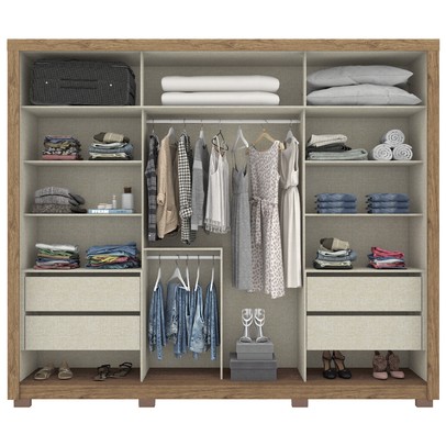 Guarda-Roupa Casal Cairo Plus 2 Portas 4 Gavetas Rústico/Off White - Bci Móveis