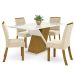 Mesa de Jantar 4 Lugares Carol Nature/Off White/Linho - Bci Móveis