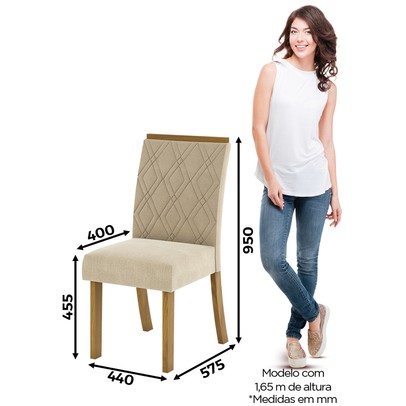 Mesa de Jantar 4 Lugares Carol Nature/Off White/Linho - Bci Móveis