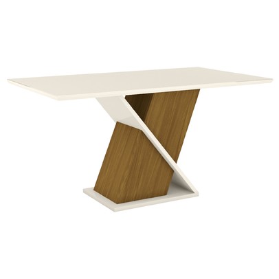 Mesa de Jantar 4 Lugares Carol Nature/Off White/Linho - Bci Móveis