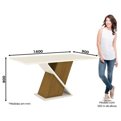 Mesa de Jantar 6 Lugares Carol Nature/Off White/Linho - Bci Móveis