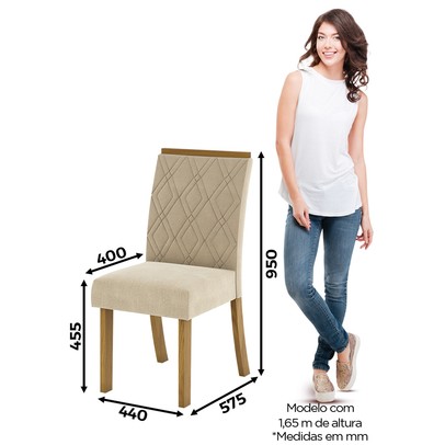 Mesa de Jantar 6 Lugares Carol Nature/Off White/Linho - Bci Móveis