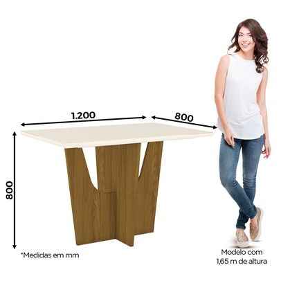 Mesa de Jantar 4 Lugares Denise Nature/Off White/Linho - Bci Móveis