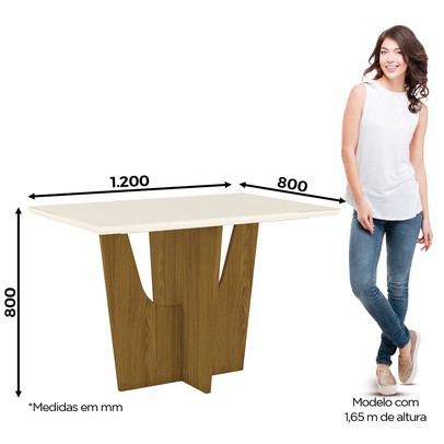 Mesa de Jantar 6 Lugares Denise Nature/Off White/Linho - Bci Móveis