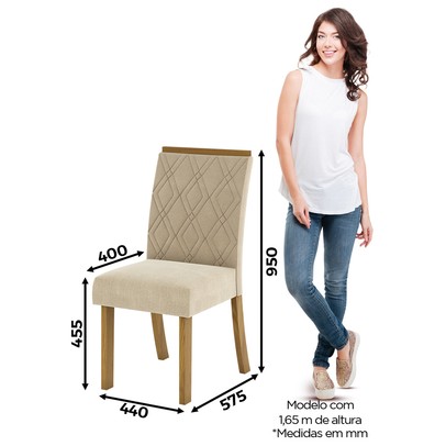 Mesa de Jantar 6 Lugares Denise Nature/Off White/Linho - Bci Móveis