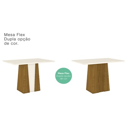 Mesa de Jantar 4 Lugares Keltin Nature/Off White/Linho - Bci Móveis