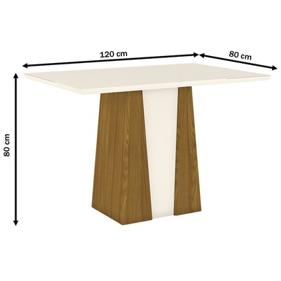 Mesa de Jantar 6 Lugares Keltin Nature/Off Whitte/Linho - Bci Móveis