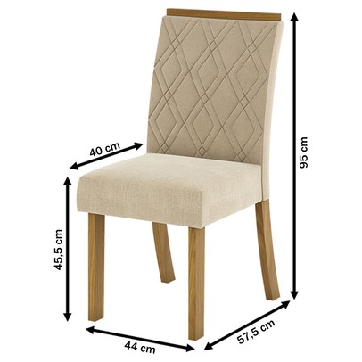 Mesa de Jantar 6 Lugares Keltin Nature/Off Whitte/Linho - Bci Móveis