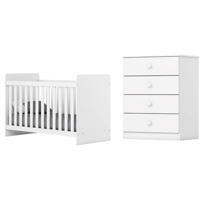 Quarto de Bebê Completo Thaiany 2 Portas 2 Gavetas Branco - Bci Móveis