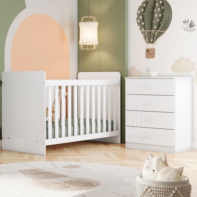 Quarto de Bebê Completo Thaiany 2 Portas 2 Gavetas Branco - Bci Móveis