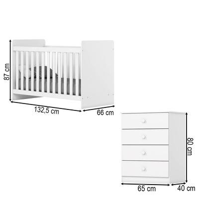 Quarto de Bebê Completo Thaiany 2 Portas 2 Gavetas Branco - Bci Móveis