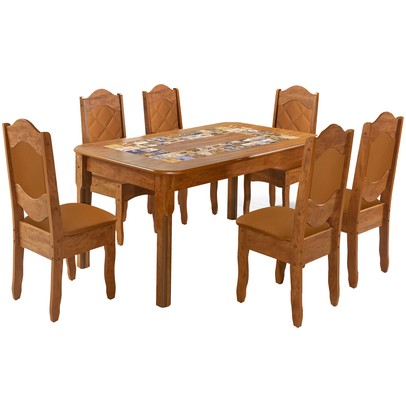 Mesa de Jantar 6 Lugares Imperial Rústico/Canela - Art Panta