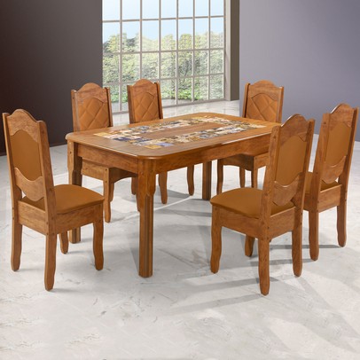 Mesa de Jantar 6 Lugares Imperial Rústico/Canela - Art Panta