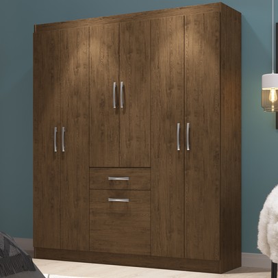 Guarda-Roupa Casal Marbella 6 Portas 2 Gavetas 5806 Amarula - Doripel