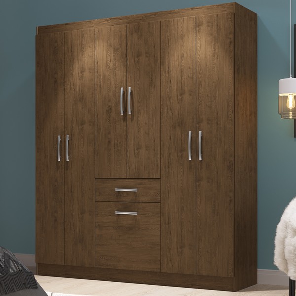 Guarda-Roupa Casal Marbella 6 Portas 2 Gavetas 5806 Amarula - Doripel