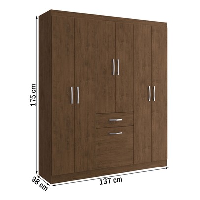 Guarda-Roupa Casal Marbella 6 Portas 2 Gavetas 5806 Amarula - Doripel