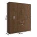 Guarda-Roupa Casal Marbella 6 Portas 2 Gavetas 5806 Amarula - Doripel