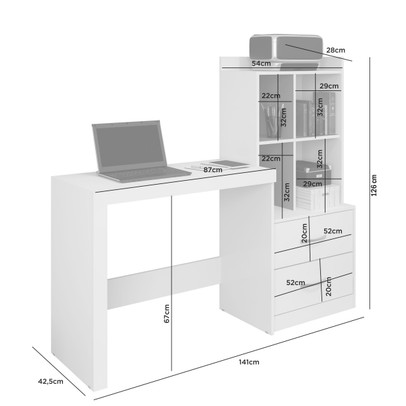Mesa Escrivaninha Alana 2 Gavetas Branco - Jcm Móveis