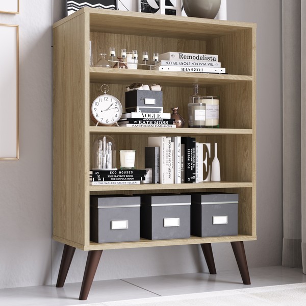 Estante para Livros 3 Prateleiras Est110 Oak - Completa Móveis