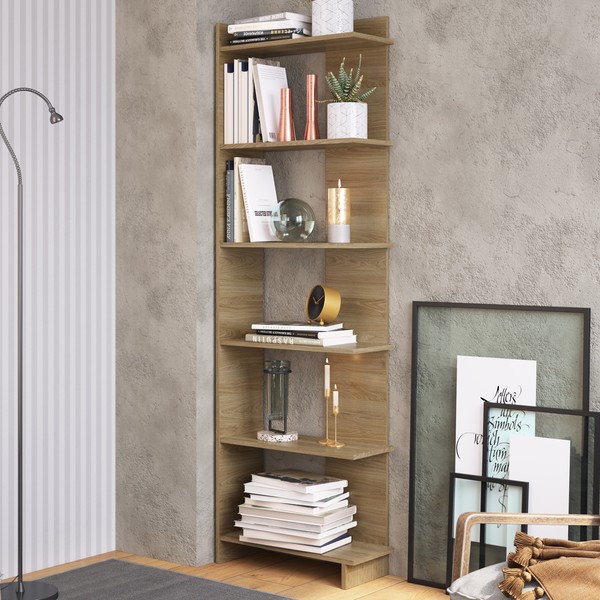 Estante para Livros 6 Prateleiras Est140 Oak - Completa Móveis