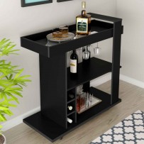 Bar Amazonas 3 Nichos  Portas Taças Preto - Artely