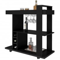 Bar Amazonas 3 Nichos  Portas Taças Preto - Artely