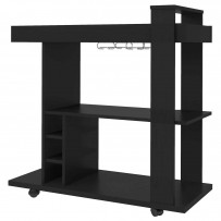 Bar Amazonas 3 Nichos  Portas Taças Preto - Artely