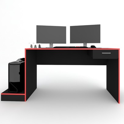 Mesa Gamer Stone Ideal para 2 Monitores Preto/Vermelho - Pnr Móveis