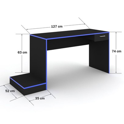 Mesa Gamer Stone Ideal para 2 Monitores Preto/Azul - Pnr Móveis