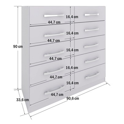 Cômoda 10 Gavetas Flórida Branco - Pnr Móveis