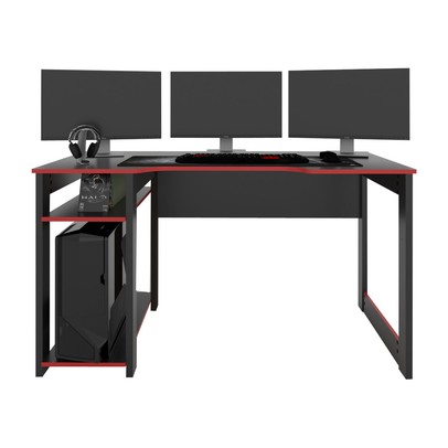 Mesa Gamer Dark para 3 Monitores Preto/Vermelho - Pnr Móveis