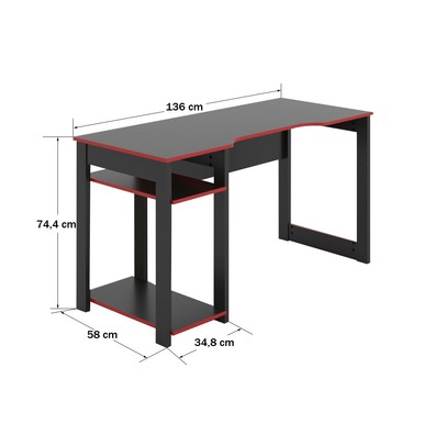Mesa Gamer Dark para 3 Monitores Preto/Vermelho - Pnr Móveis