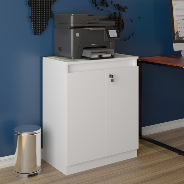 Armário para Escritório 2 Portas State com Chave Branco - Pnr Móveis