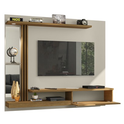 Painel para TV Até 55 Polegadas com Led Denver 1 Porta Off White/Cinamomo - Bechara Móveis