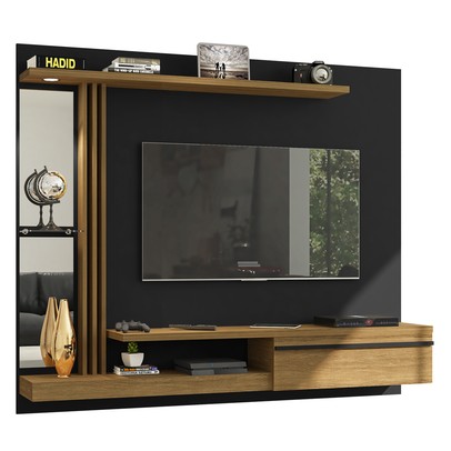 Painel para TV Até 55 Polegadas com Led Denver Preto Fosco/Cinamomo - Bechara