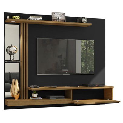 Painel para TV Até 55 Polegadas com Led Denver Preto Fosco/Cinamomo - Bechara