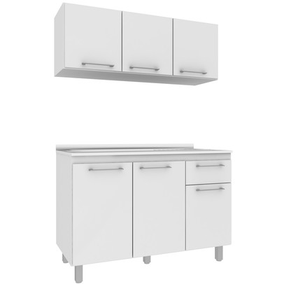 Cozinha Compacta Lara 6 Portas 1 Gaveta Branco  - Jcarvalho