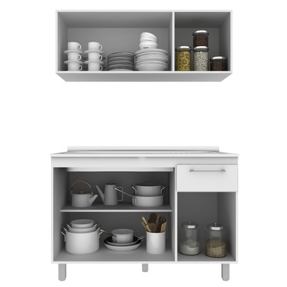 Cozinha Compacta Lara 6 Portas 1 Gaveta Branco  - Jcarvalho