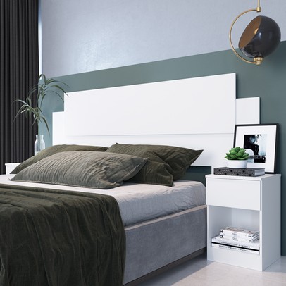 Cabeceira Casal Garnet com 2 Mesa de Cabeceira Ca20 Branco - Decibal Móveis