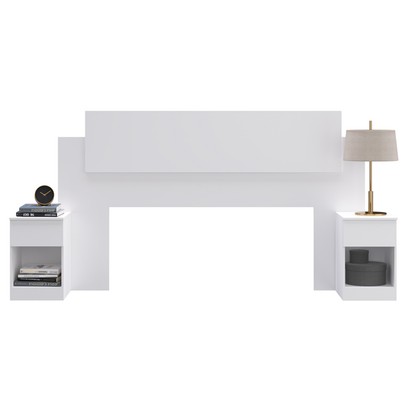 Cabeceira Casal Garnet com 2 Mesa de Cabeceira Ca20 Branco - Decibal Móveis