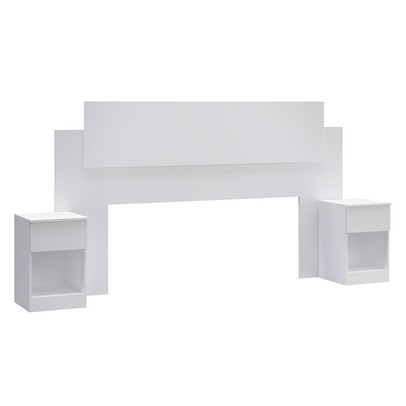 Cabeceira Casal Garnet com 2 Mesa de Cabeceira Ca20 Branco - Decibal Móveis